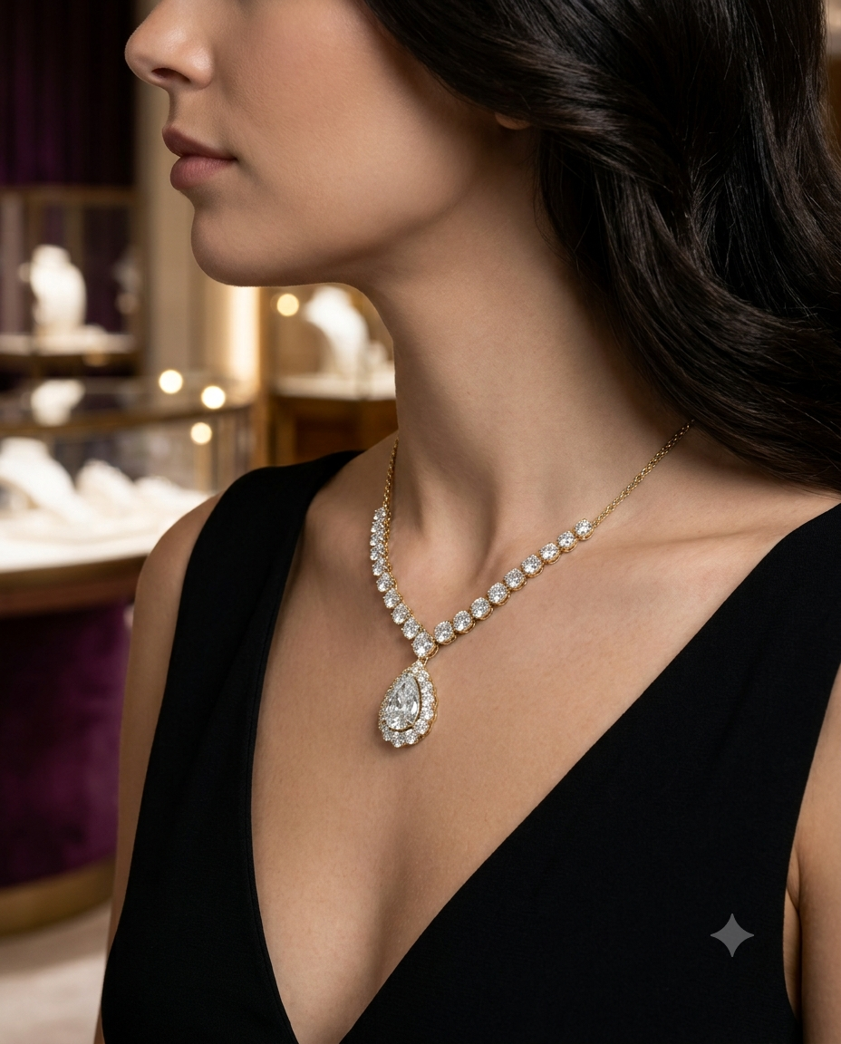 Diamond jewellery photography — AI on-model diamond photo by Mishruh.AI