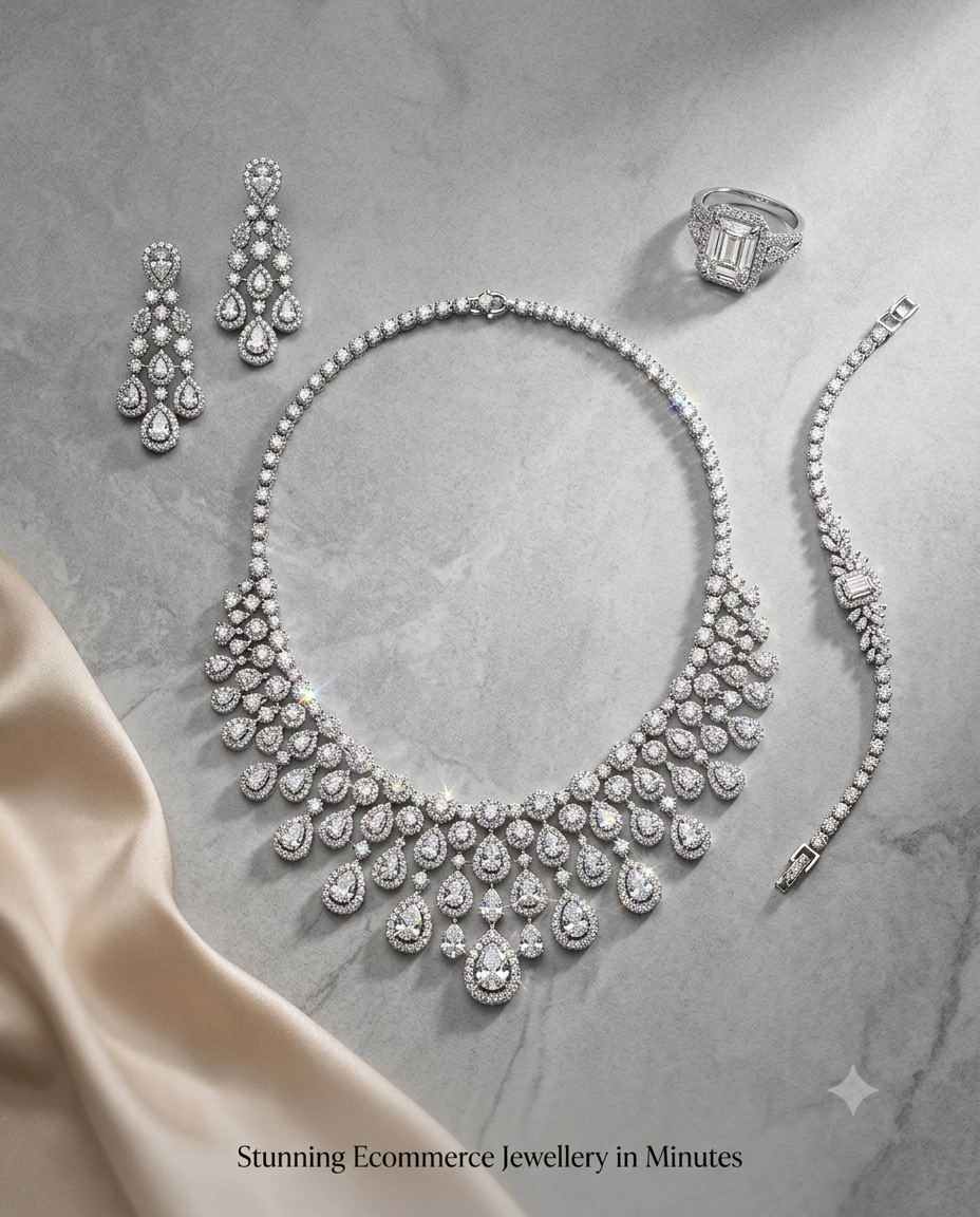 Ecommerce jewellery photography — High-end AI-generated product shots by Mishruh.AI