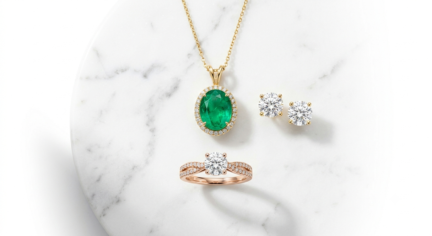 Jewellery photography ideas — creative photoshoot setup for gold necklace and rings