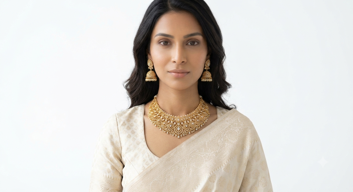 Jewellery photography with model — AI on-model jewellery photo by Mishruh AI