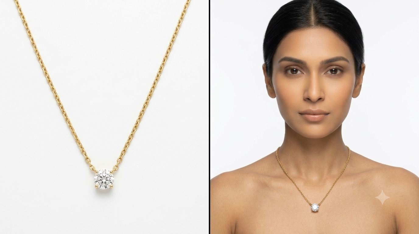 Model jewellery photoshoot AI process — how Mishruh AI creates on-model jewellery photos